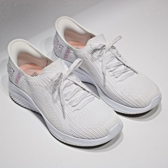 Skechers Hands Free Slip-Ins Ultra Flex 3.0 Shining Glitz White Sneakers Women 6 - Picture 11 of 16